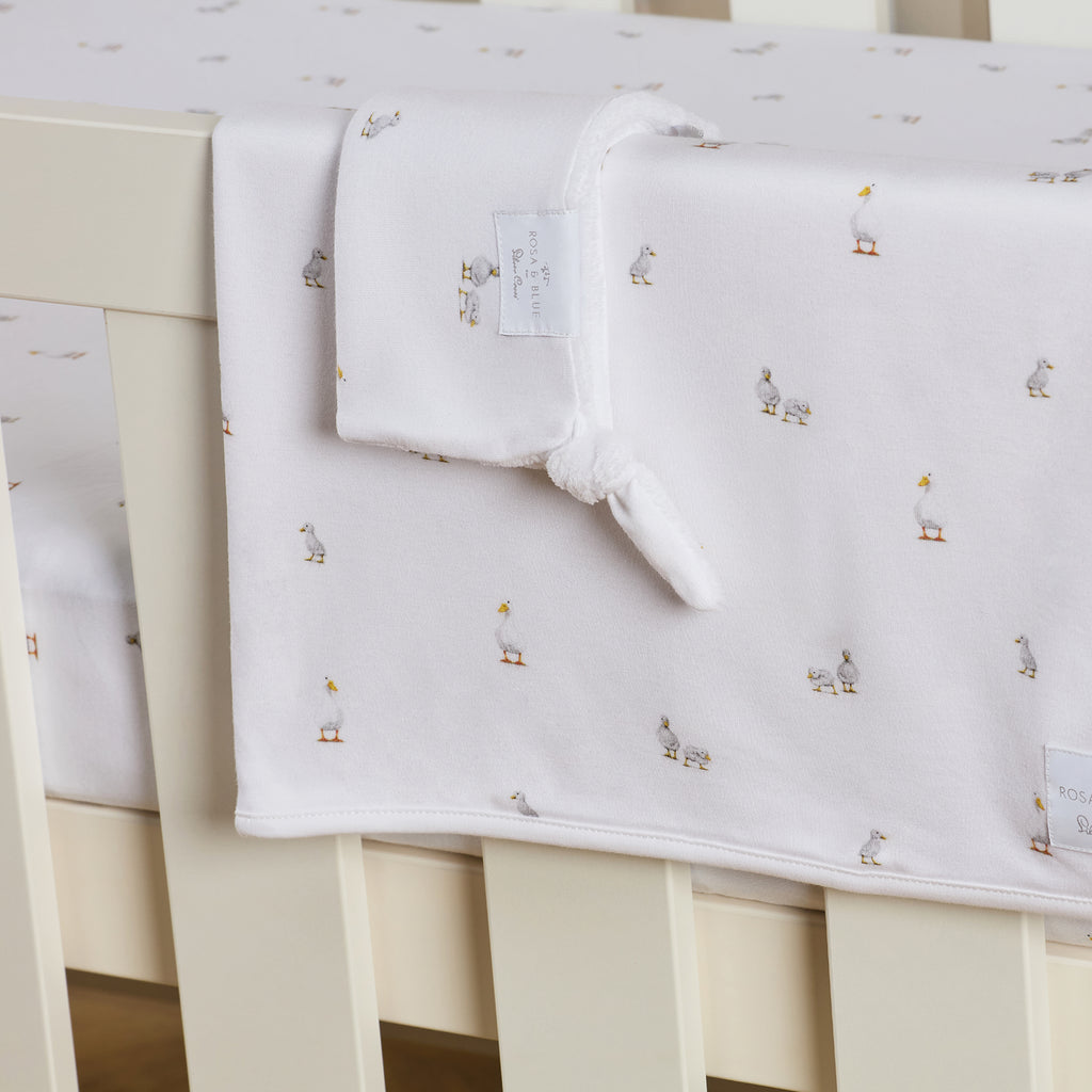 Silver Cross x Rosa and Blue Cot Bed Starter Bedding Set | Duck Print