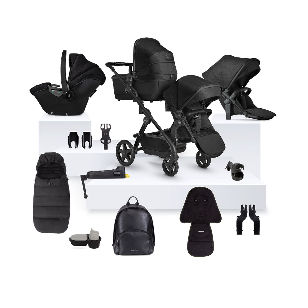 Silver Cross Wave 3 Single to Double Travel System Ultimate Bundle 2024 | Onyx