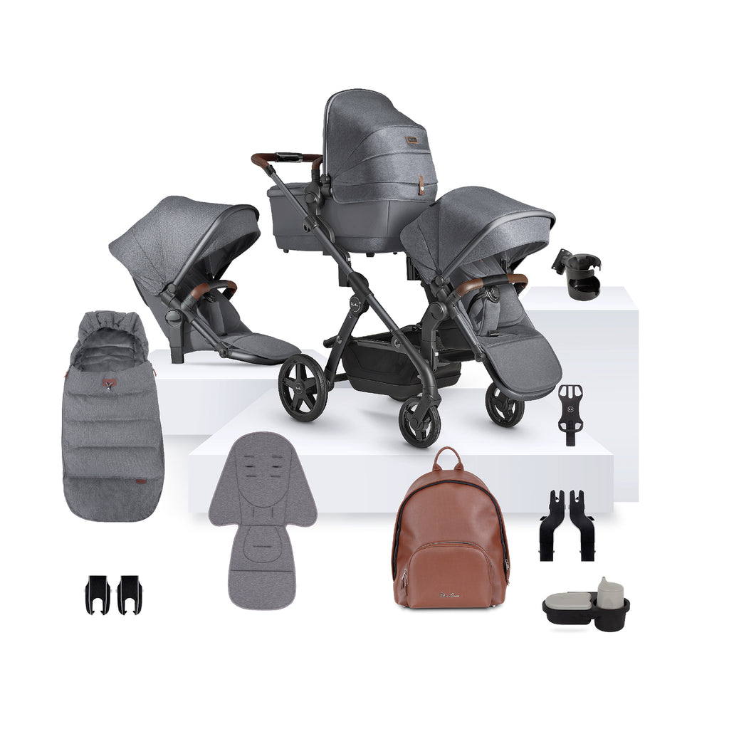 Silver Cross Wave 3 Single to Double Travel System Accessory Bundle 2024 | Lunar