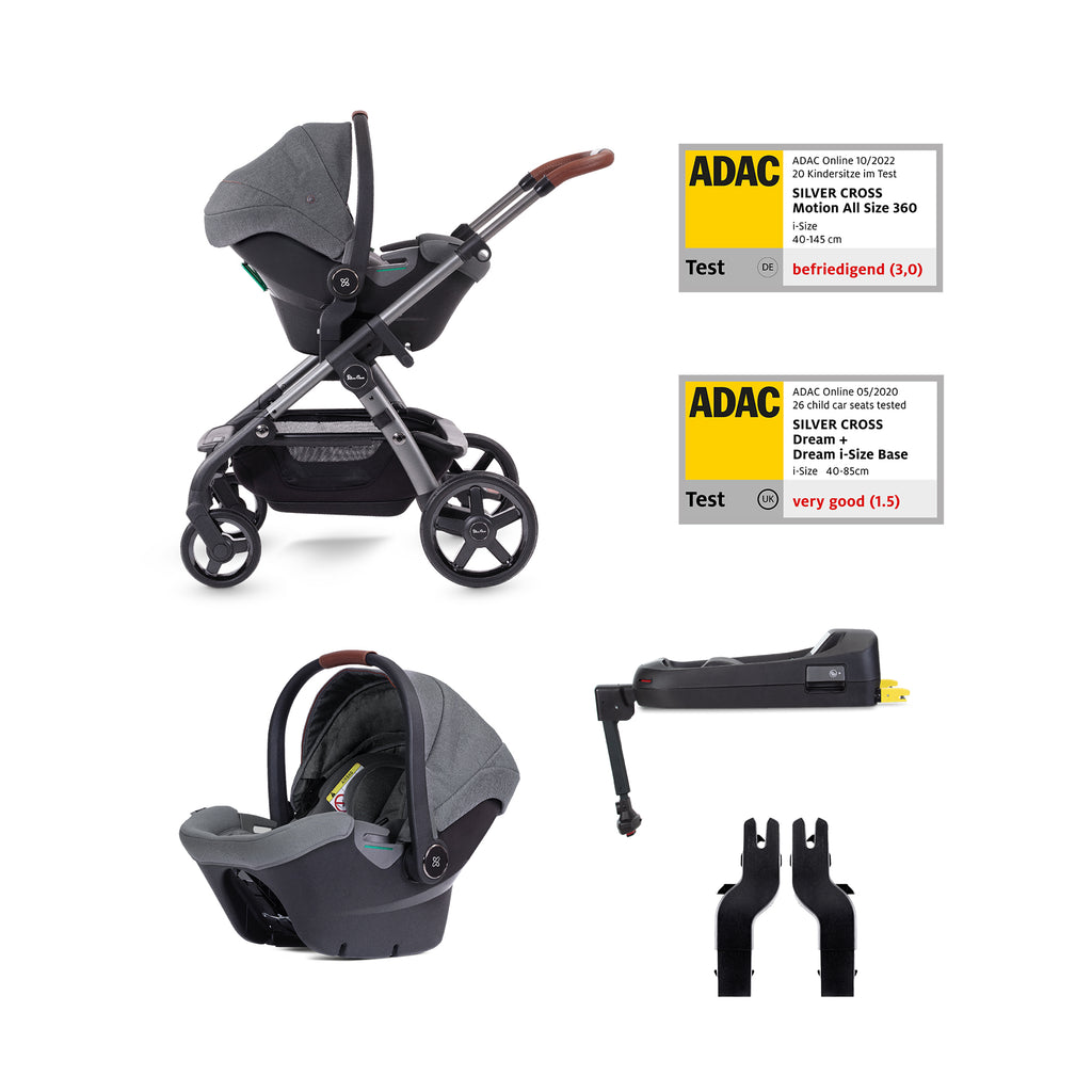 Silver Cross Wave 3 Single to Double Travel System Ultimate Bundle 2024 | Lunar