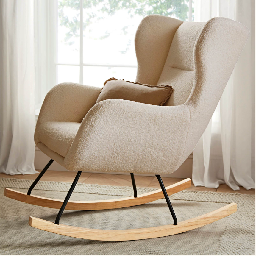 CuddleCo Marley Nursing Chair and Footstool | Teddy Light Beige