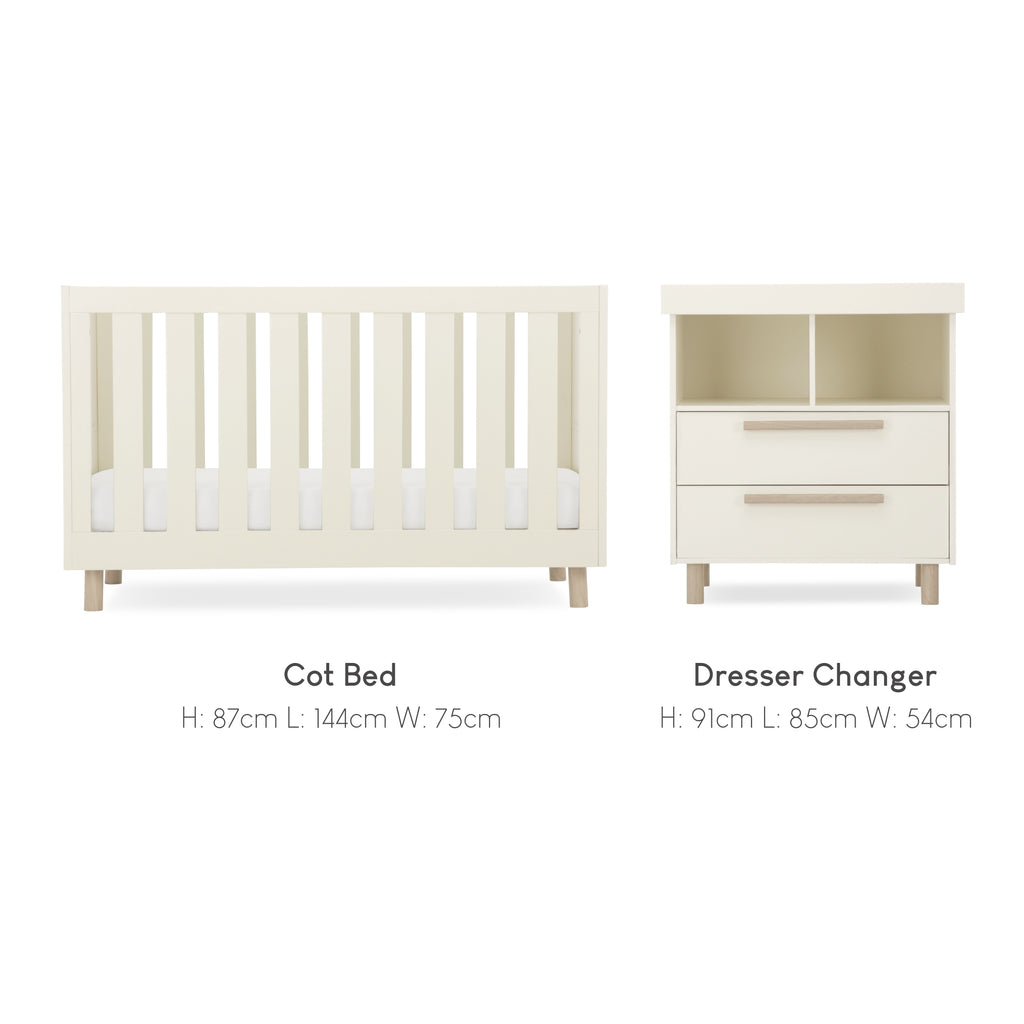 CuddleCo Harper 2 Piece Nursery Set | Cream & Ash