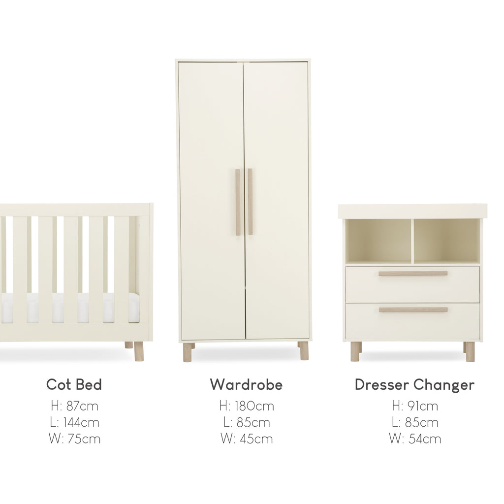 CuddleCo Harper 3 Piece Nursery Set | Cream & Ash