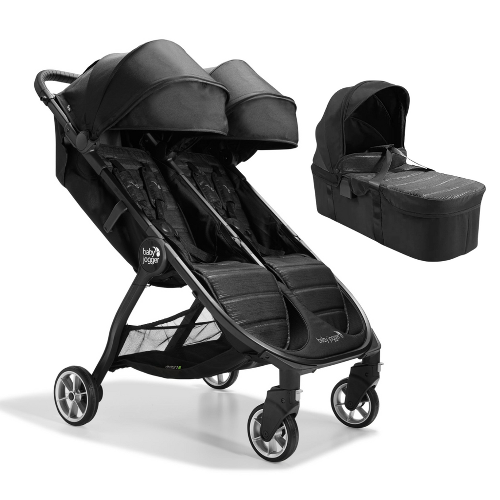 Baby Jogger City Tour 2 Double & Carry Cot - Pitch Black