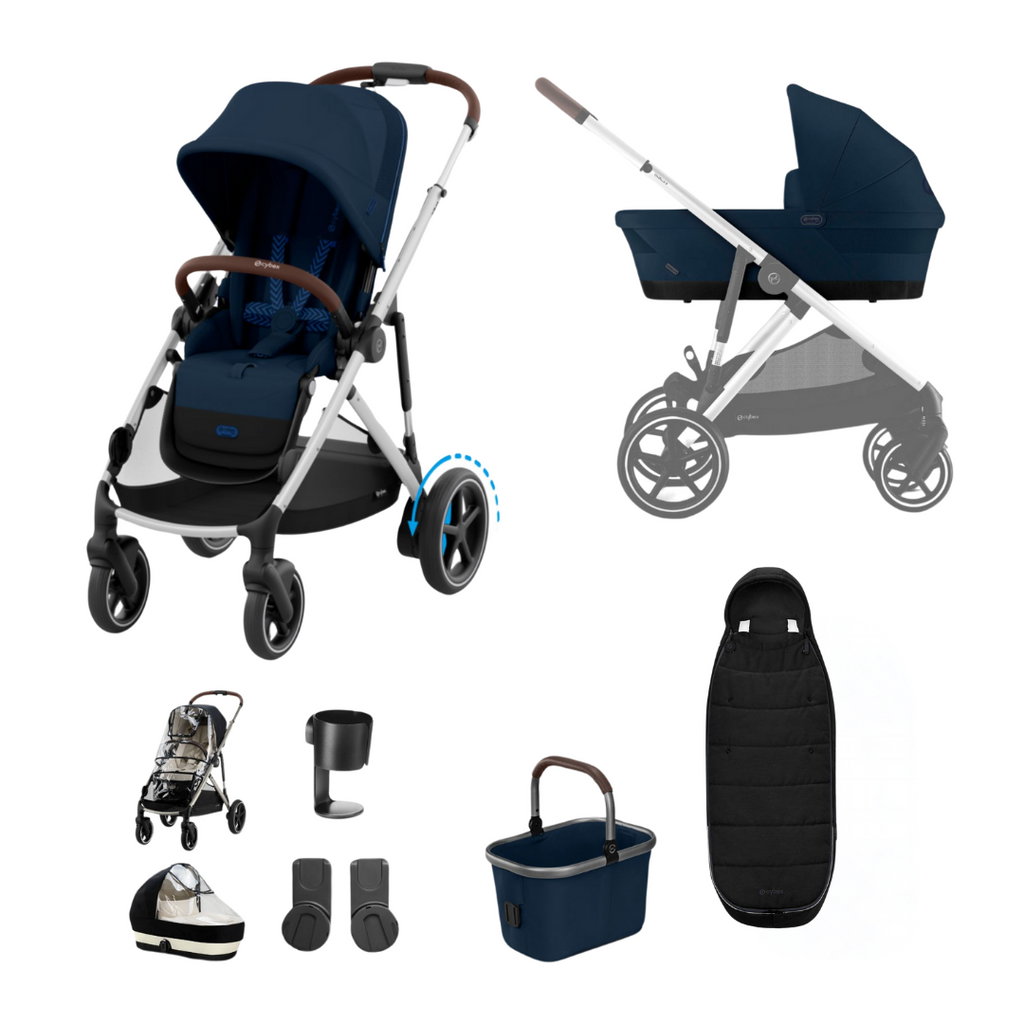 Cybex e-Gazelle S Pushchair 2024 Essential Bundle - Silver | Ocean Blue