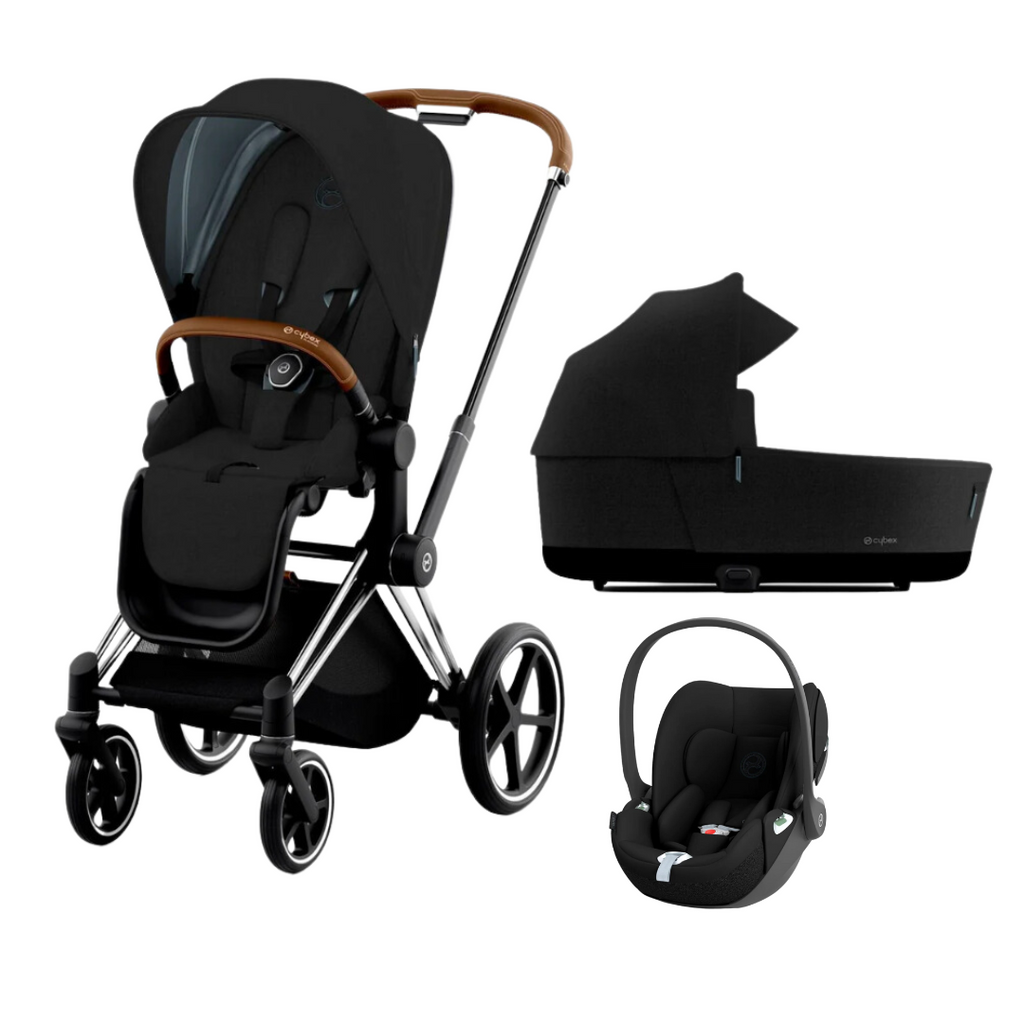 Cybex Priam, Lux Cot (2022) & Cloud T Car Seat Bundle | Stardust Black Plus