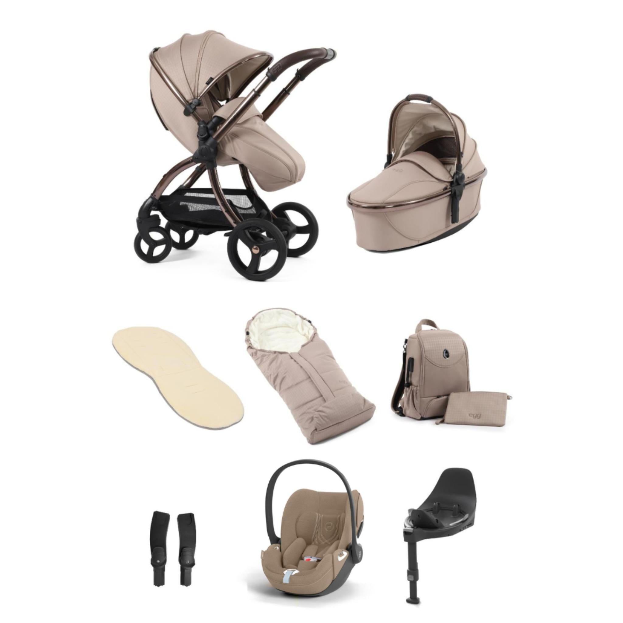 Egg3 Cybex Cloud T Bundle (Cozy Beige) Almond Houndstooth