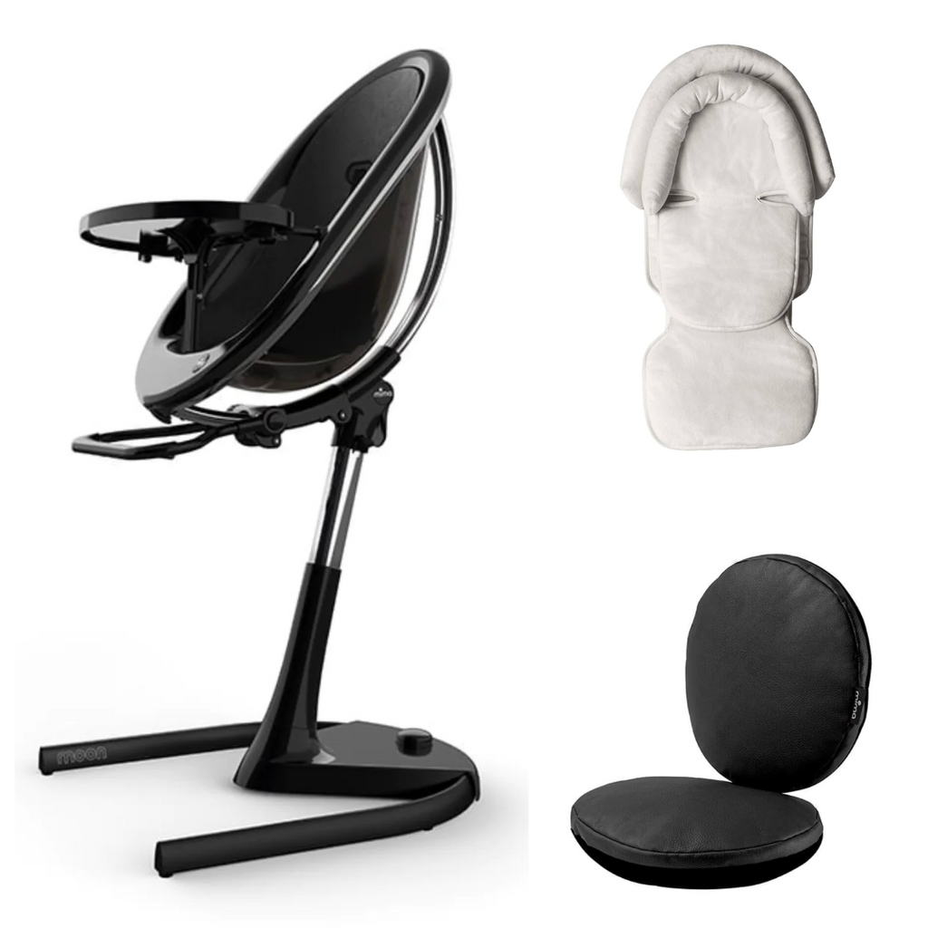 mima moon 3-in-1 Highchair Complete Bundle - Black & Black Seat Pod