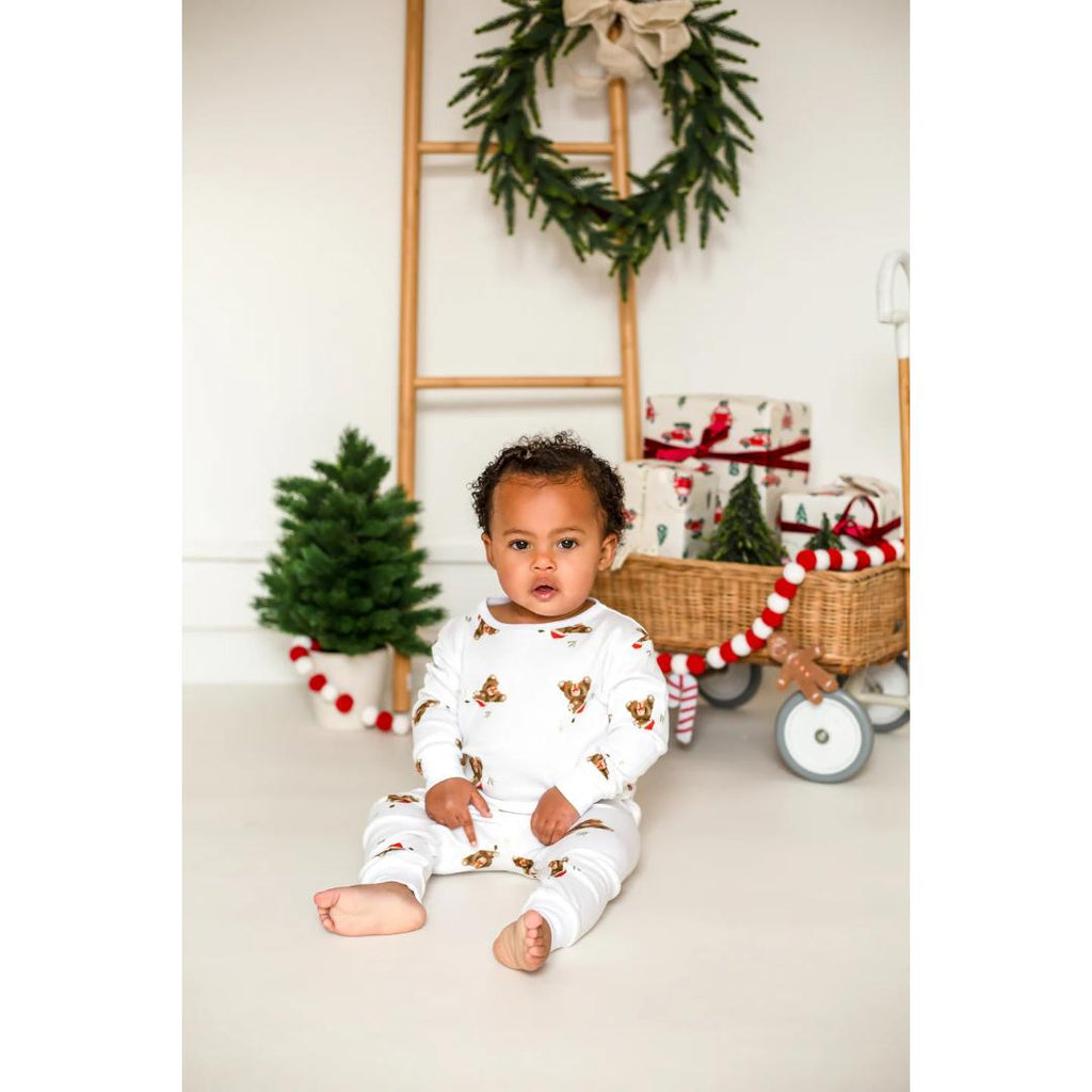 Cozy Crew Club Christmas Bear Bamboo & Organic Cotton Two-Piece Set Long Sleeve Pyjamas