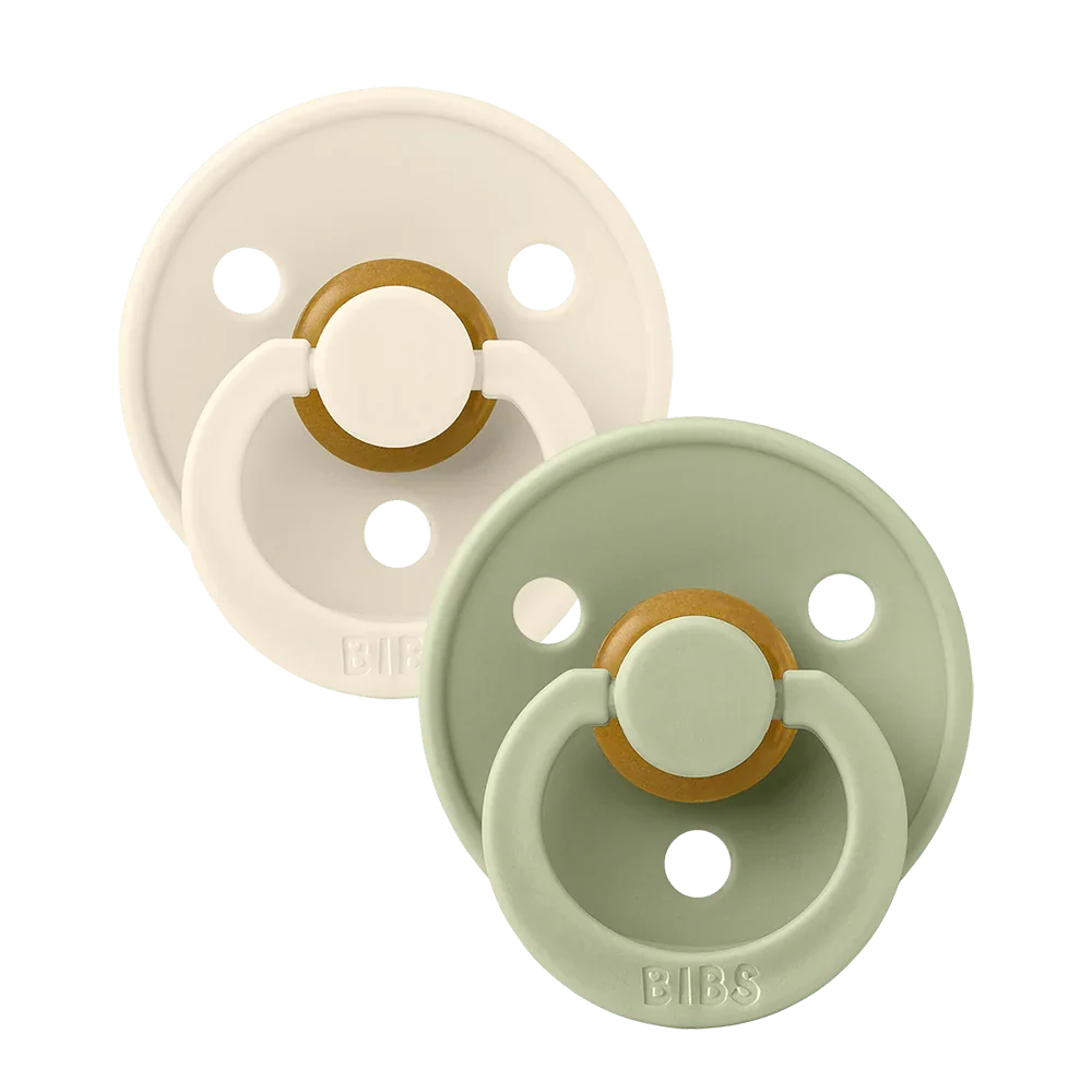 BIBS Pacifier Colour 2 PACK Latex Size 1 | Ivory/Sage