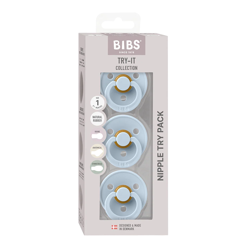 BIBS Pacifiers Try-it Colour 3 PACK | Baby Blue
