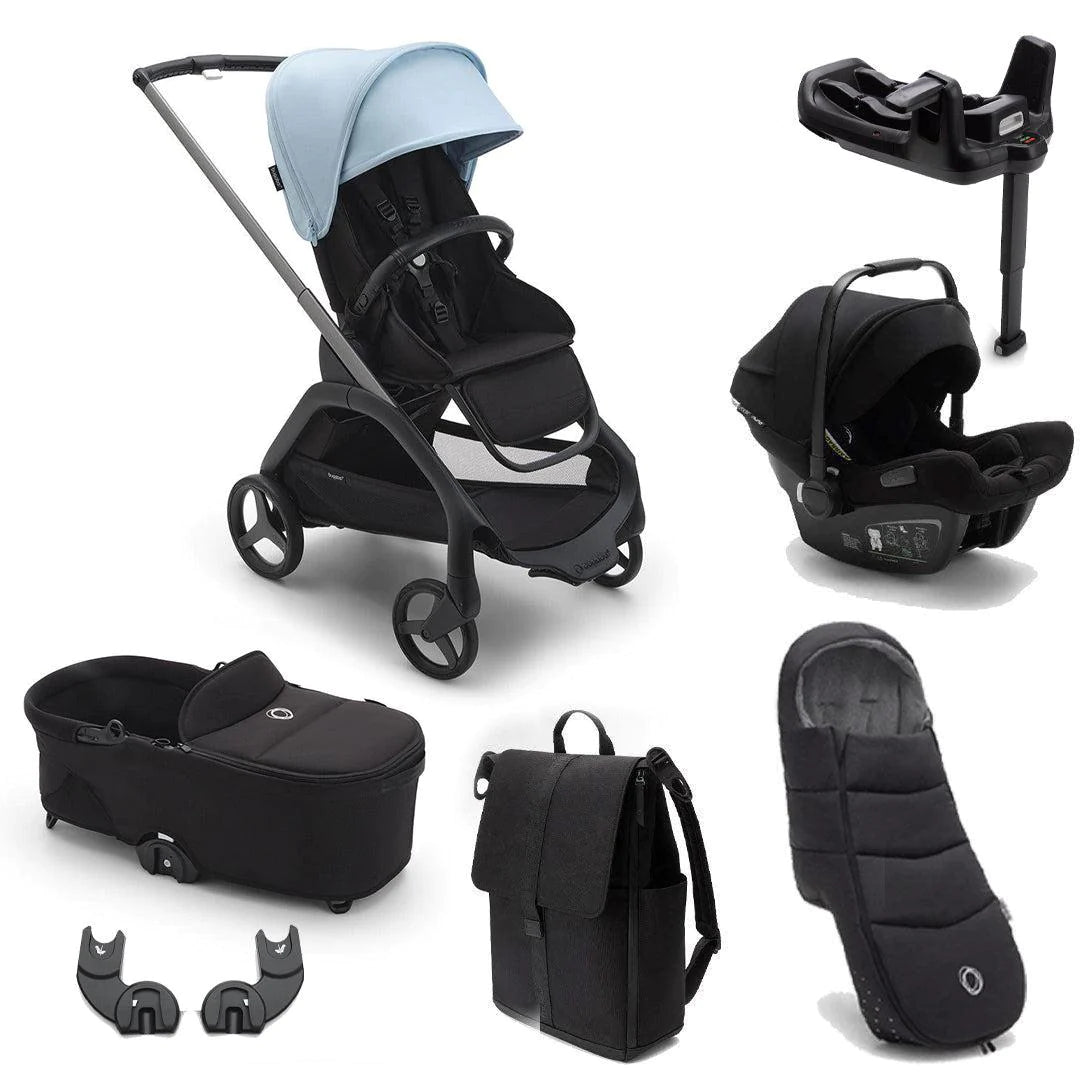 Bugaboo Dragonfly Turtle Ultimate Travel System Bundle Skyline Blu