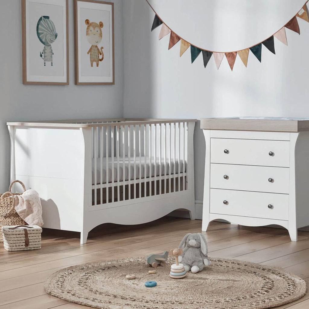 CuddleCo Clara 2 Piece Nursery Room Set - White/Driftwood Ash