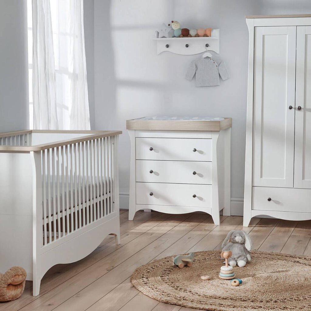 CuddleCo Clara 4 Piece Nursery Room Set - White/Driftwood Ash