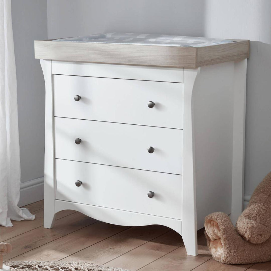 CuddleCo Clara 2 Piece Nursery Room Set - White/Driftwood Ash