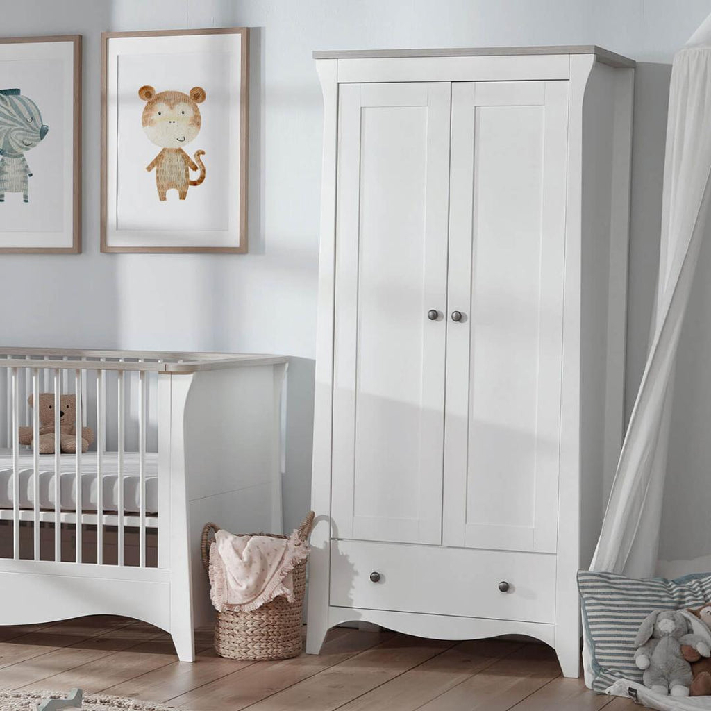 CuddleCo Clara 4 Piece Nursery Room Set - White/Driftwood Ash