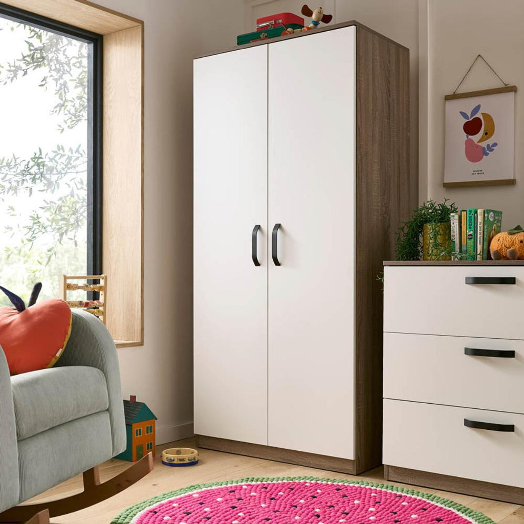 CuddleCo Enzo Nursery Wardrobe - Truffle Oak & White