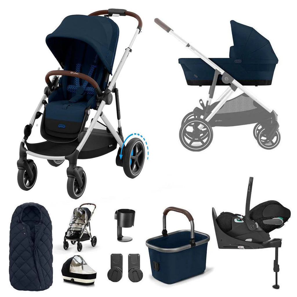 Cybex e-Gazelle S Pushchair Cloud G Luxury Bundle - Silver | Ocean Blue