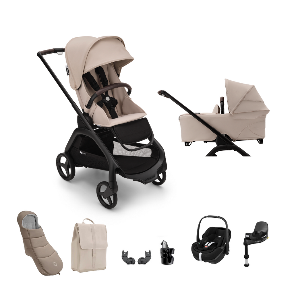 Bugaboo Dragonfly + Pebble 360 Pro2 Ultimate Travel System Bundle - Desert Taupe