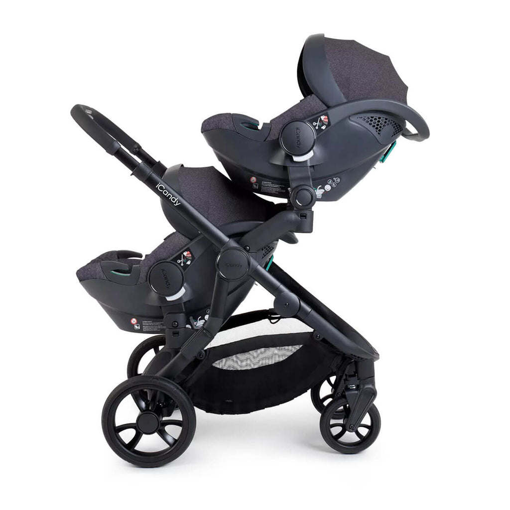 iCandy Orange 4 Complete Twin Travel System Bundle | Fossil on Black