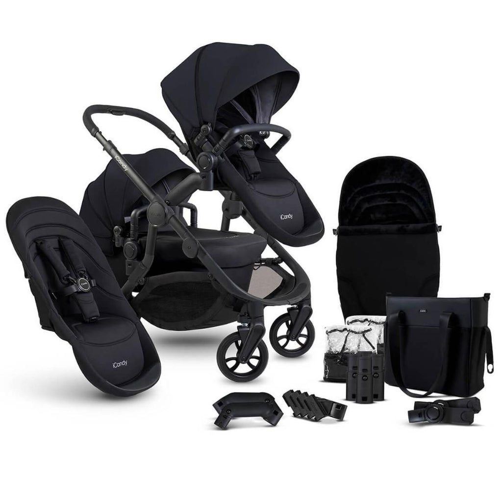 iCandy Orange 4 Double Pushchair Bundle | Black Edition