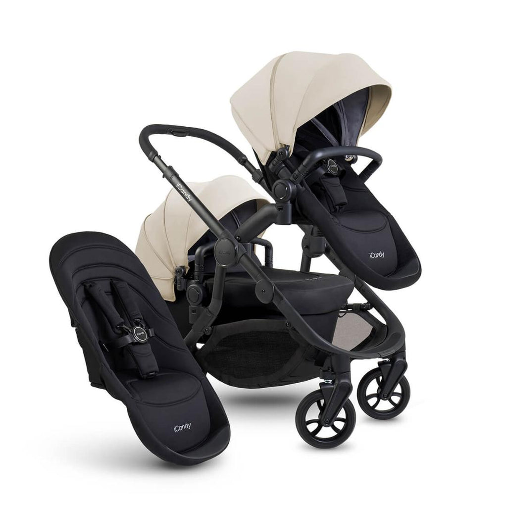 iCandy Orange 4 Double Pushchair Bundle | Latte on Black