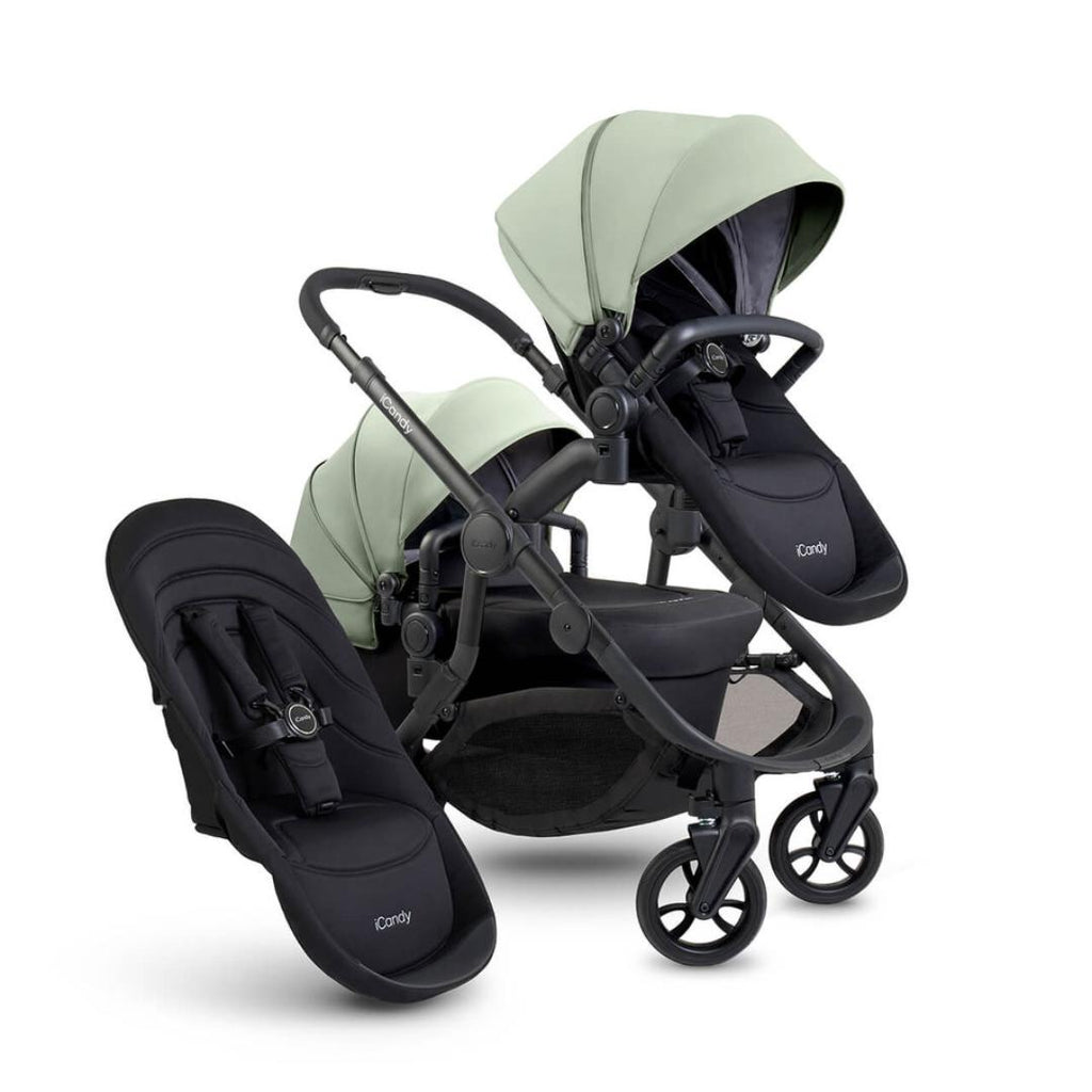 iCandy Orange 4 Double Pushchair Bundle | Pistachio on Black