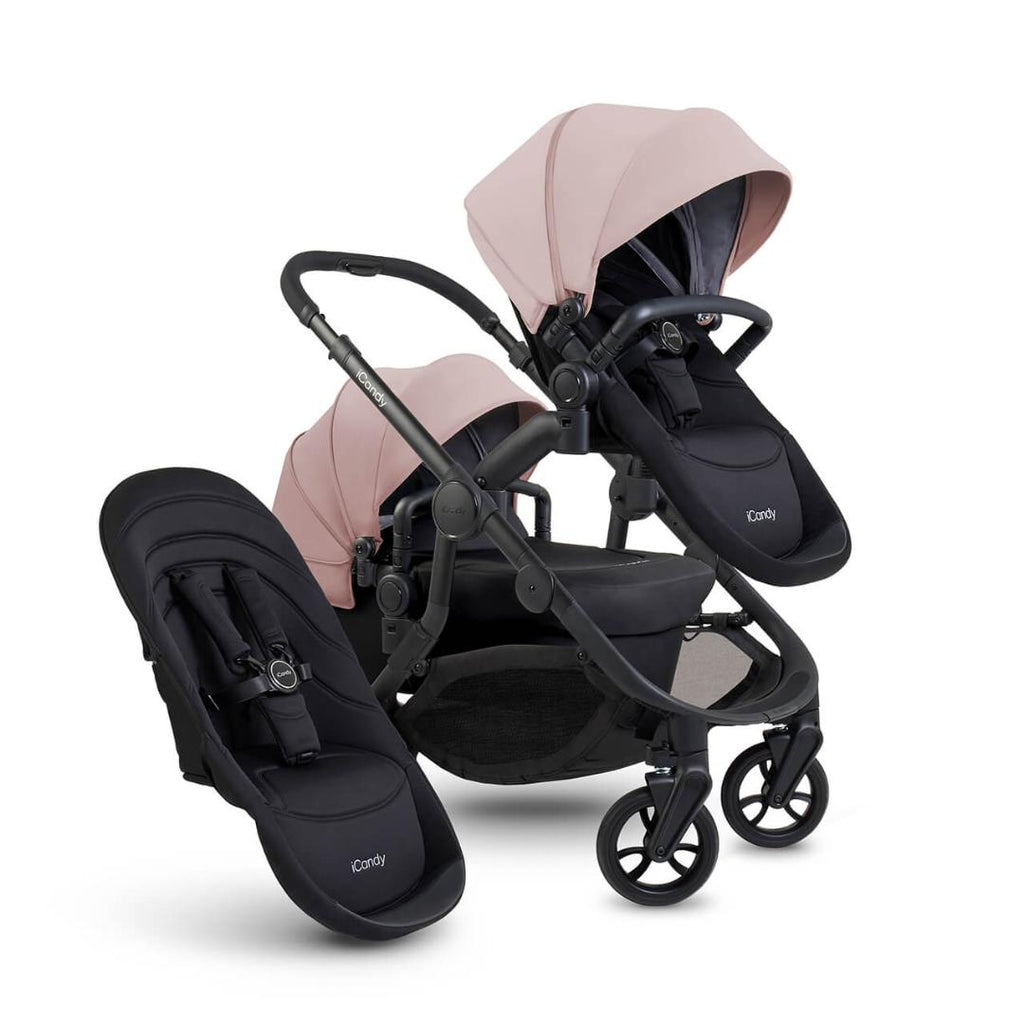 iCandy Orange 4 Double Pushchair Bundle | Rose on Black