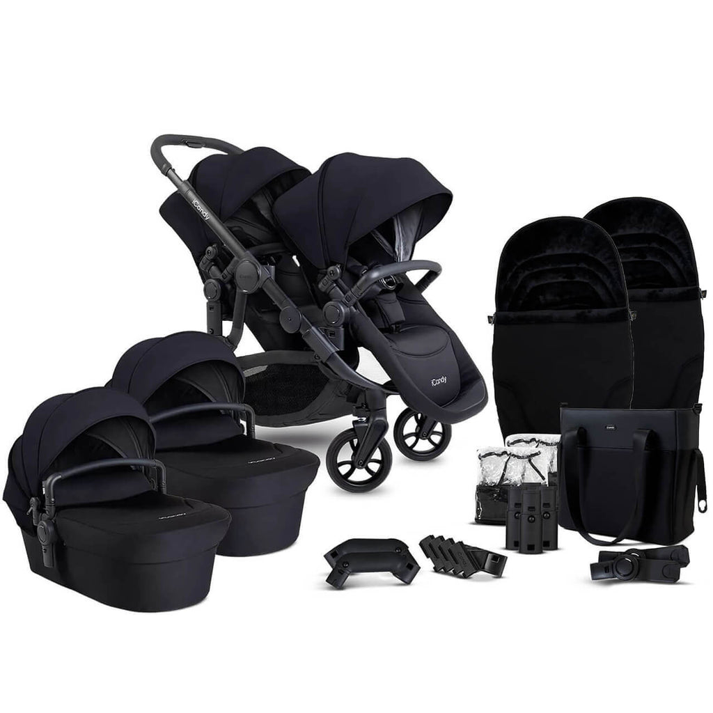 iCandy Orange 4 Twin Pushchair Bundle | Black Edition