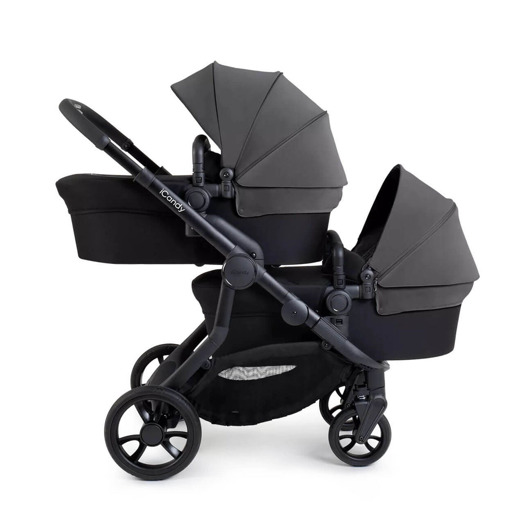 iCandy Orange 4 Twin Pushchair Bundle | Fossil on Black