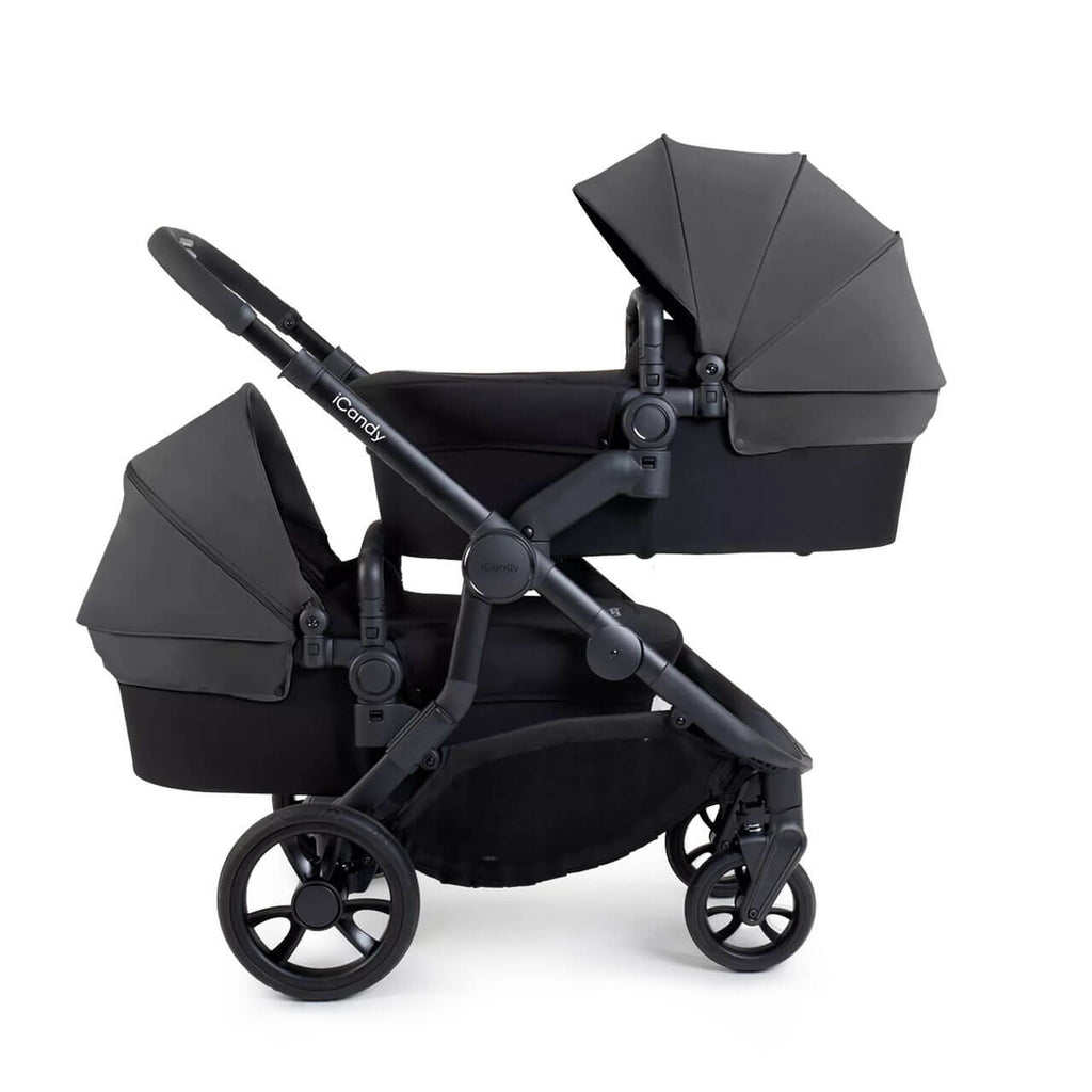 iCandy Orange 4 Twin Pushchair Bundle | Fossil on Black