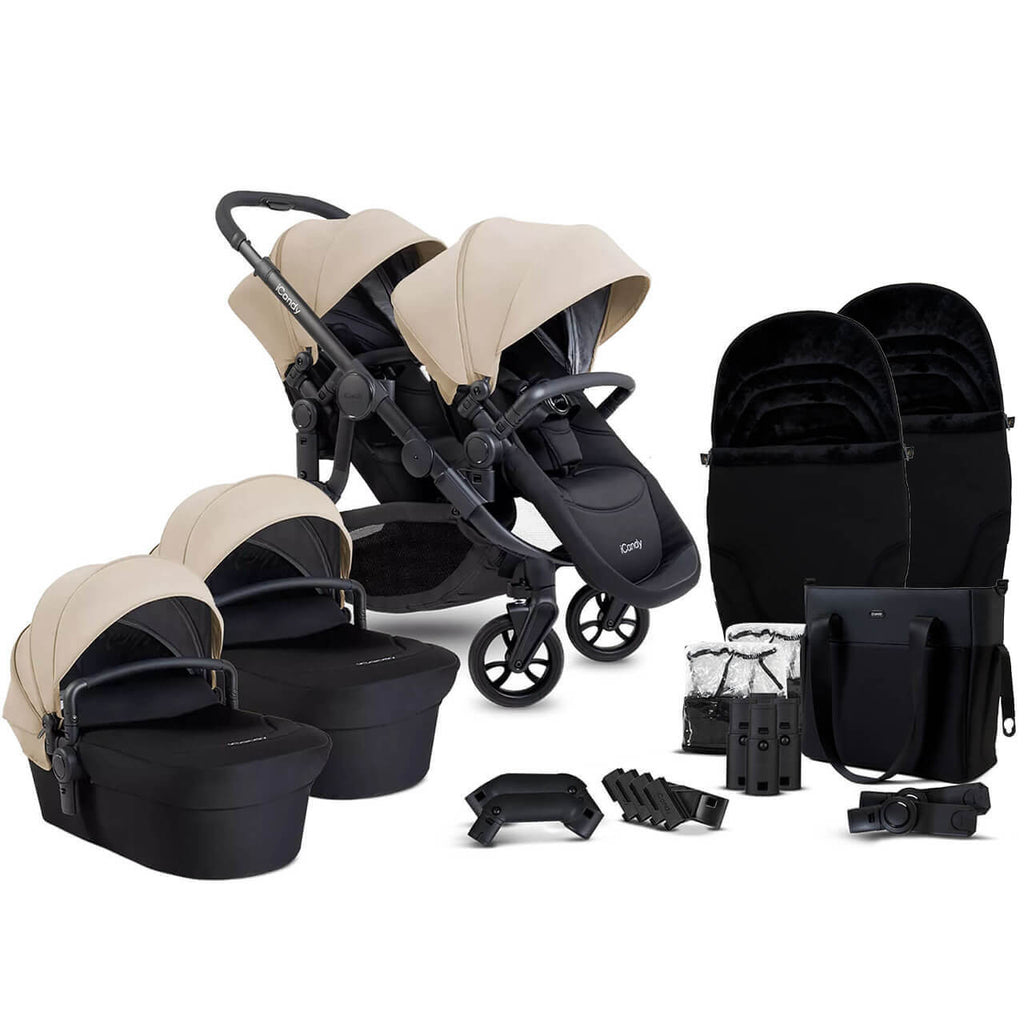 iCandy Orange 4 Twin Pushchair Bundle | Latte on Black