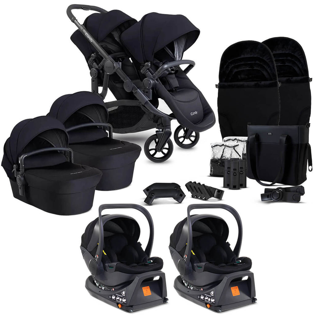 iCandy Orange 4 Complete Twin Travel System Bundle | Black Edition