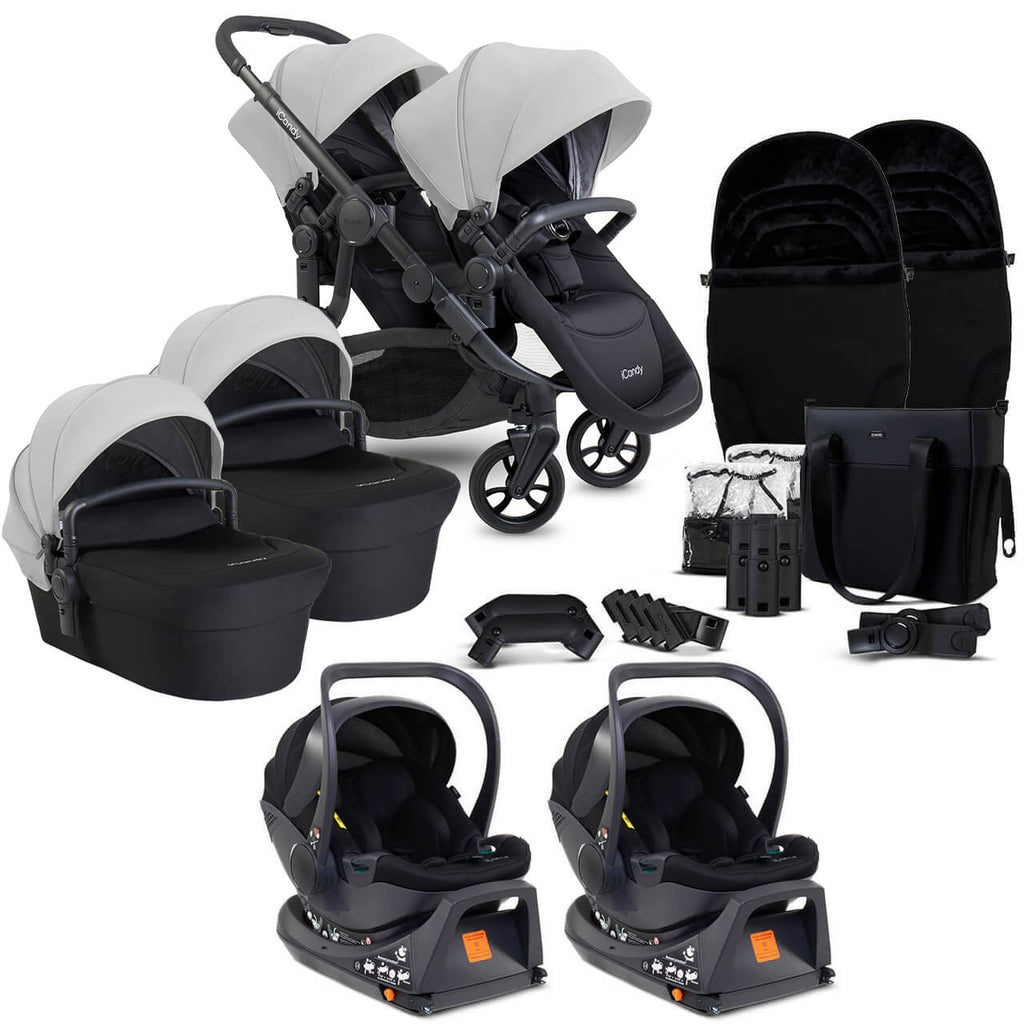 iCandy Orange 4 Complete Twin Travel System Bundle | Glacier