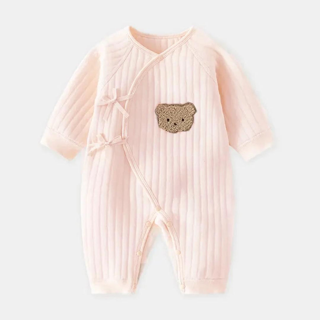 Cozy Crew Club The Teddy Bear Boucle Wrap Baby Grow Romper | Pink