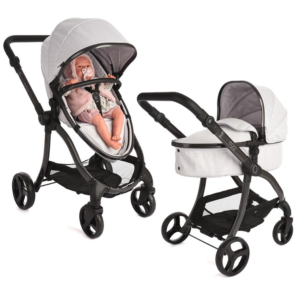 Roma Egg Dolls Pram | Houndstooth Silver