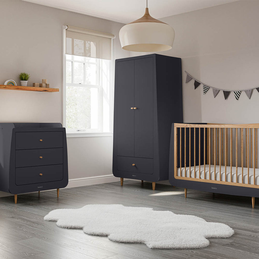 SnuzKot Skandi 3 Piece Nursery Furniture Set - Slate Natural