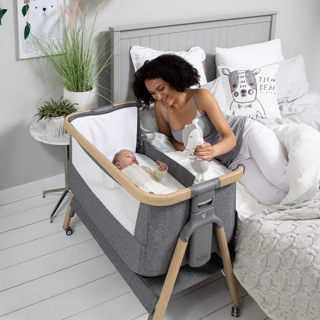 Tutti Bambini CoZee Air Bedside Crib Oak Charcoal