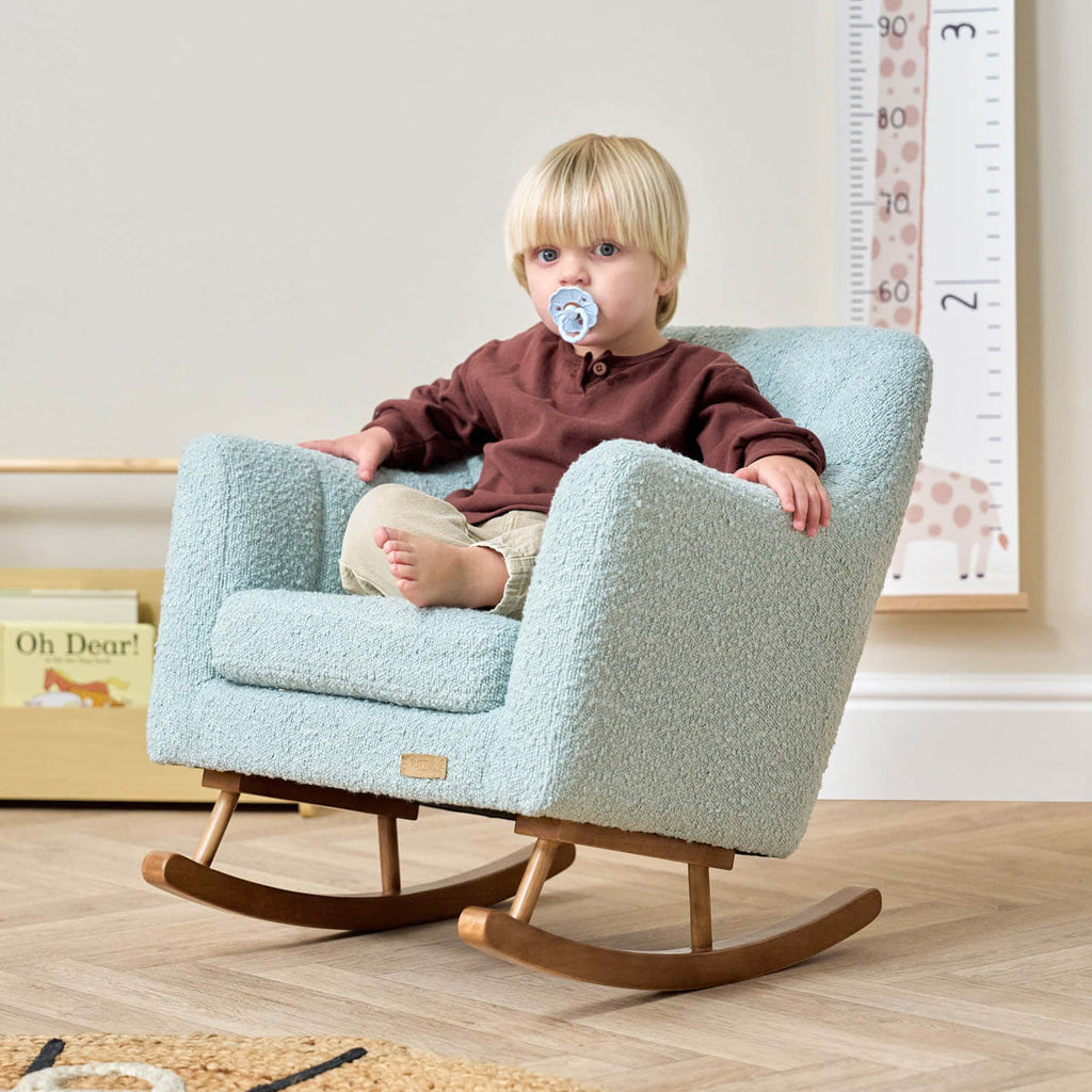 Tutti Bambini Jonah Mini Me Children's Rocking Chair | Boucle Ocean Stone