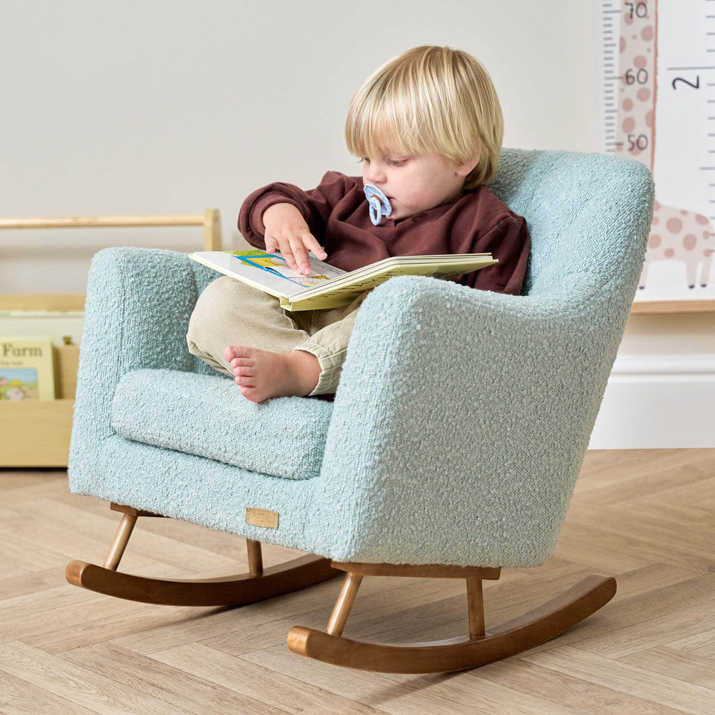 Tutti Bambini Jonah Mini Me Children's Rocking Chair | Boucle Ocean Stone