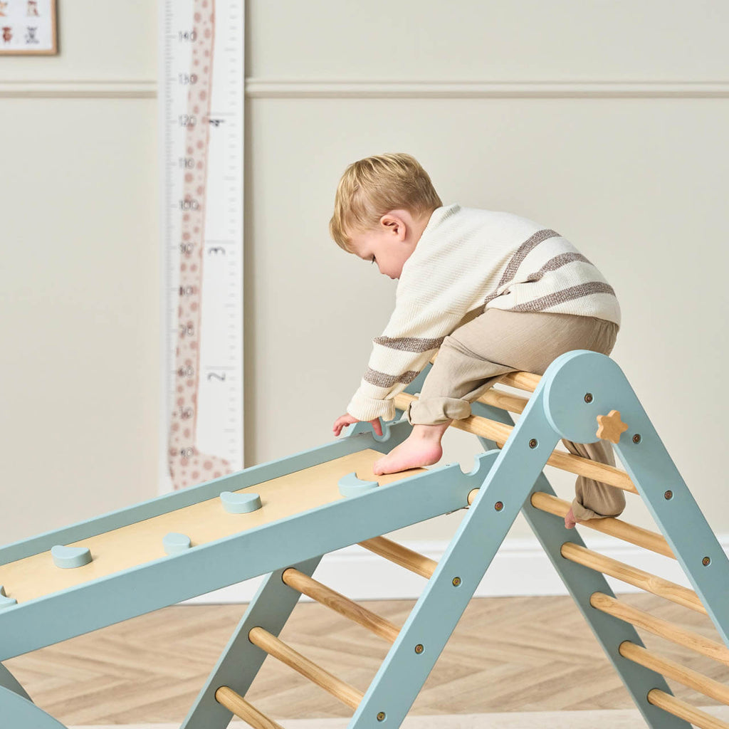 Tutti Bambini Scala Montessori 3 in 1 Pikler Climbing Frame with Climbing Wall |Ocean Stone