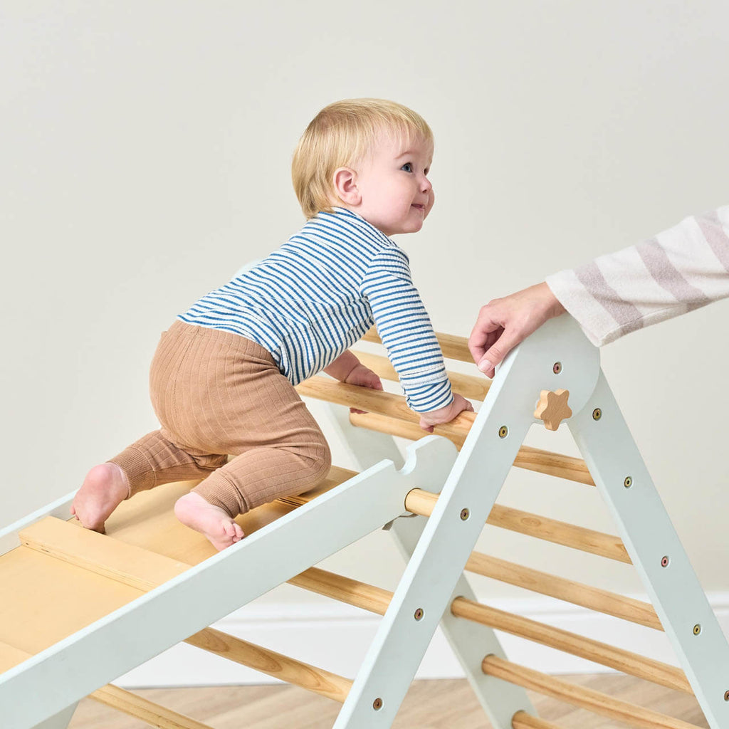 Tutti Bambini Scala Montessori 3 in 1 Pikler Climbing Frame with Climbing Wall | Sea Mist