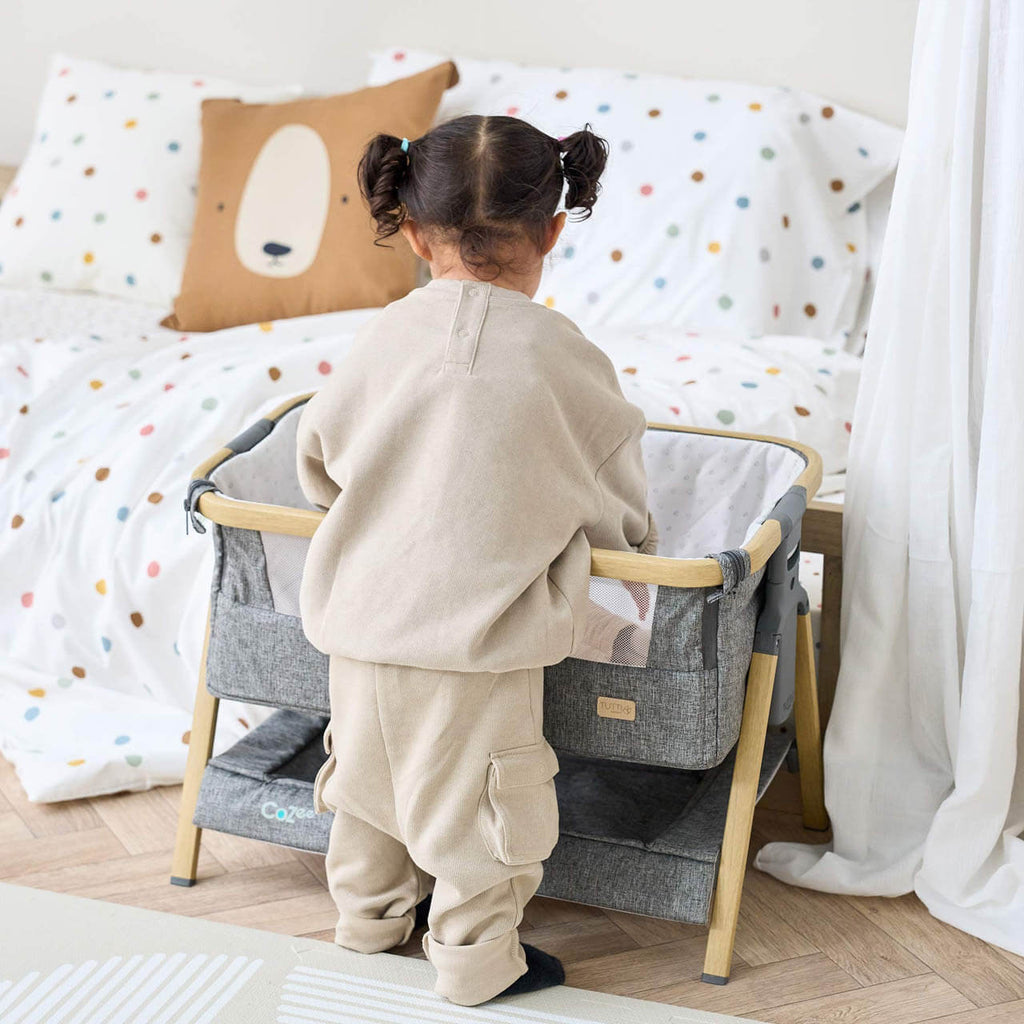 Tutti Bambini CoZee Mini Me Play Crib | Oak/Charcoal