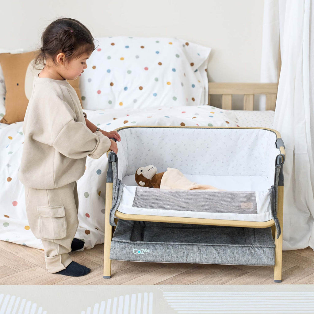 Tutti Bambini CoZee Mini Me Play Crib | Oak/Charcoal