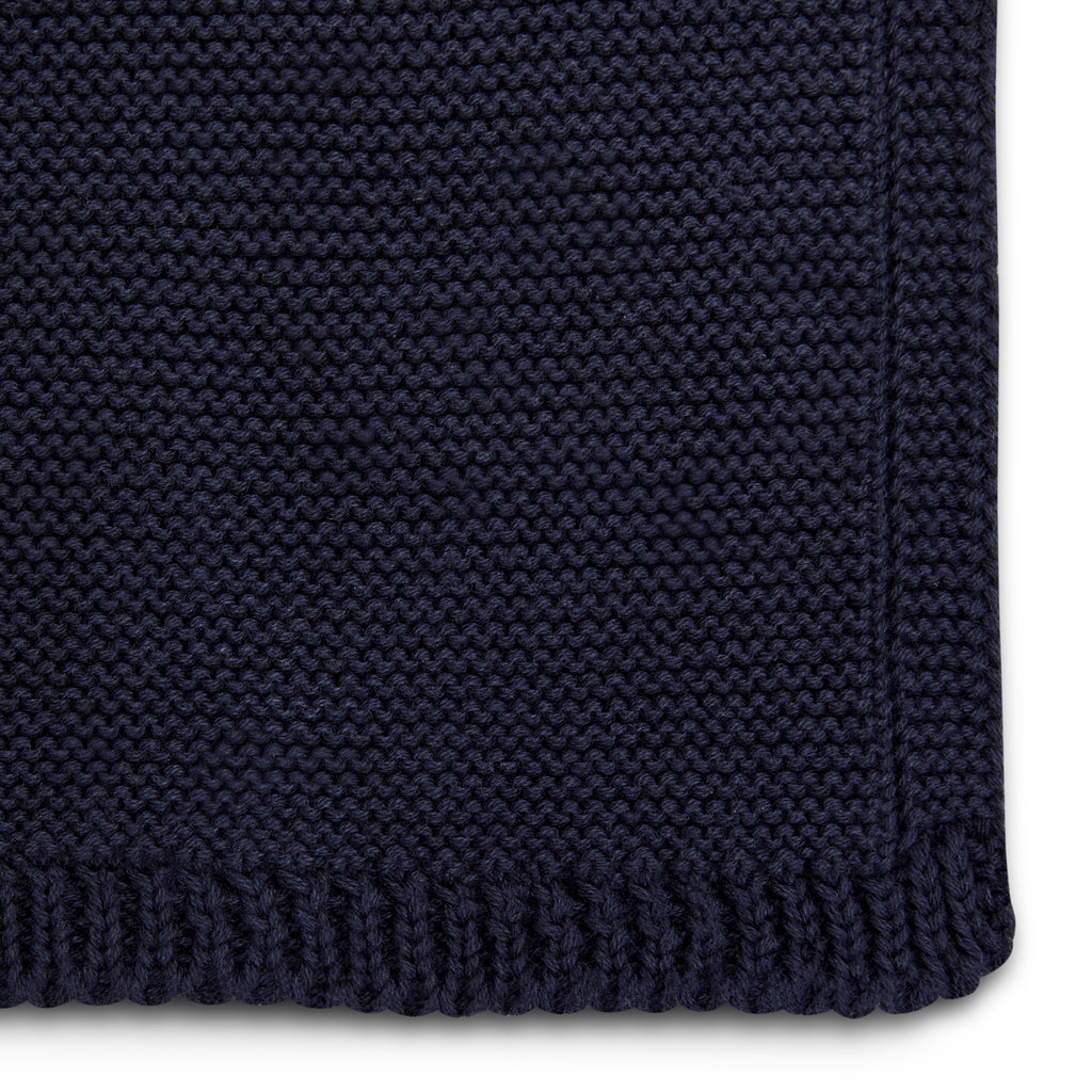 The Little Green Sheep Organic Knitted Cellular Baby Blanket - Midnight - Beautiful Bambino