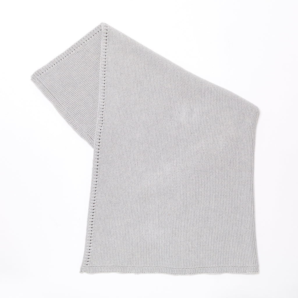 The Little Green Sheep Organic Knitted Cellular Baby Blanket - Dove - Beautiful Bambino