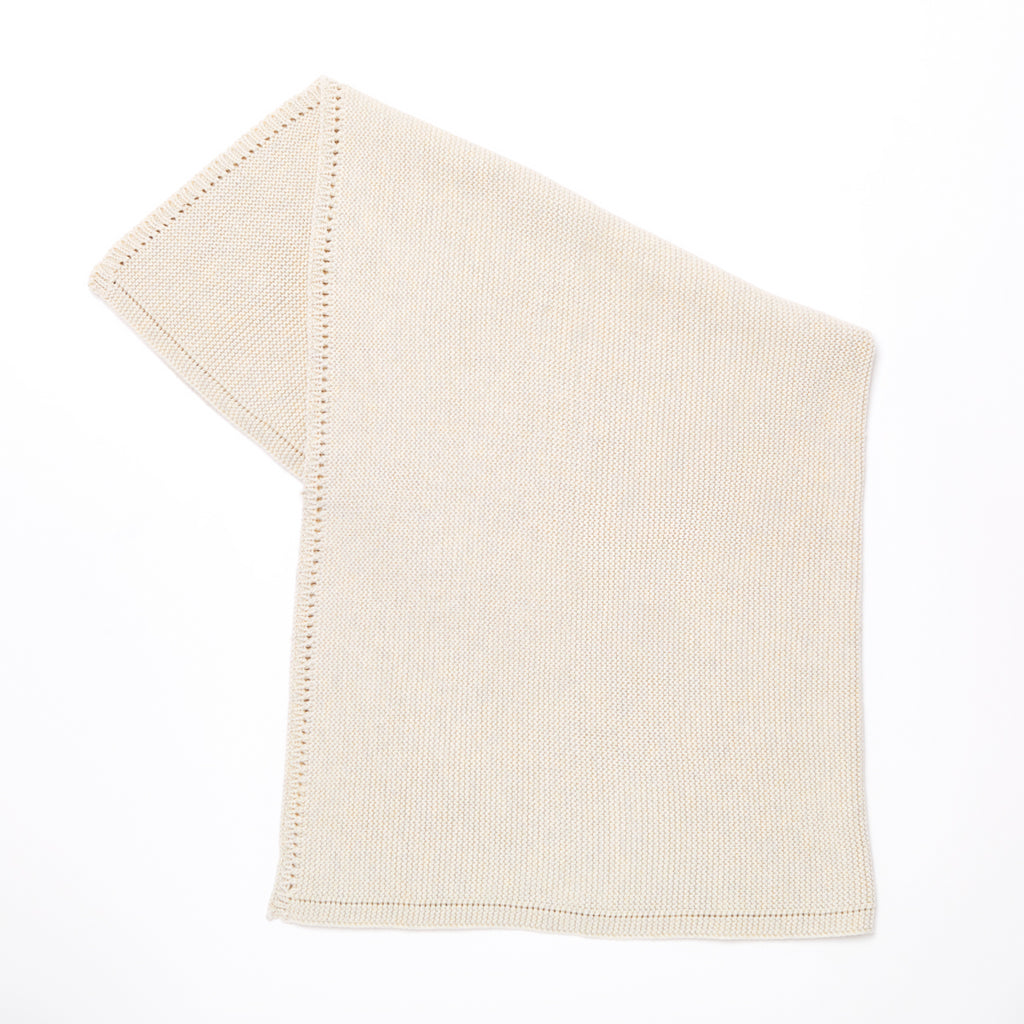 The Little Green Sheep Organic Knitted Cellular Baby Blanket - Linen - Beautiful Bambino