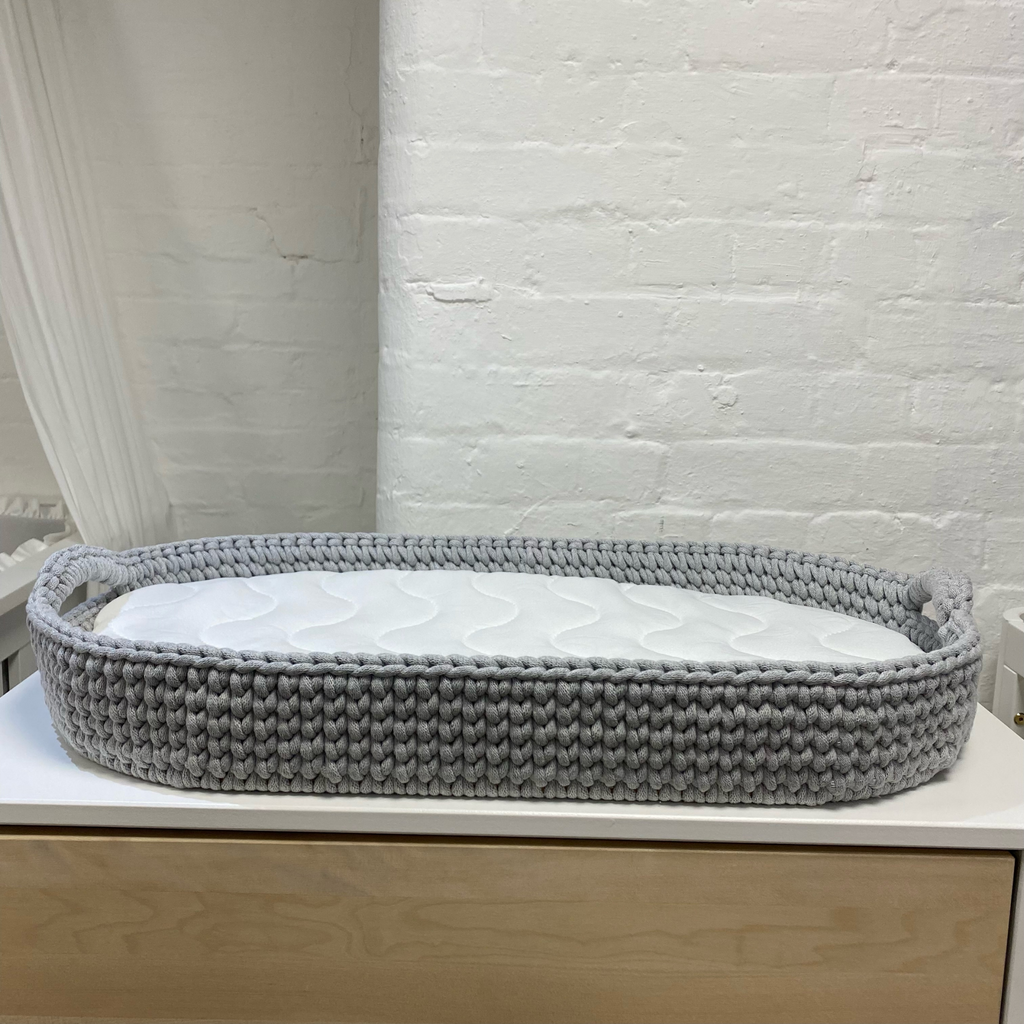 Crochet Changing Basket Bundle - Light Grey