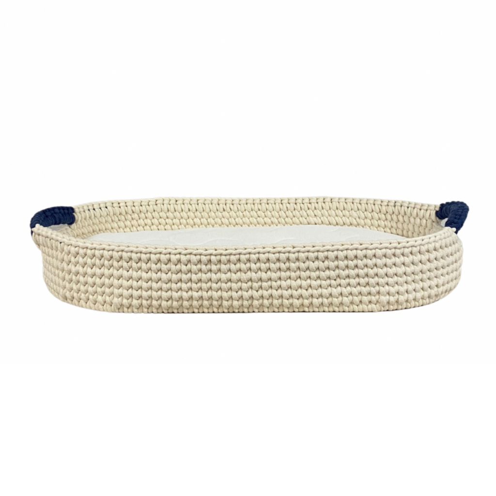 Crochet Changing Basket Bundle - Cream/Jean