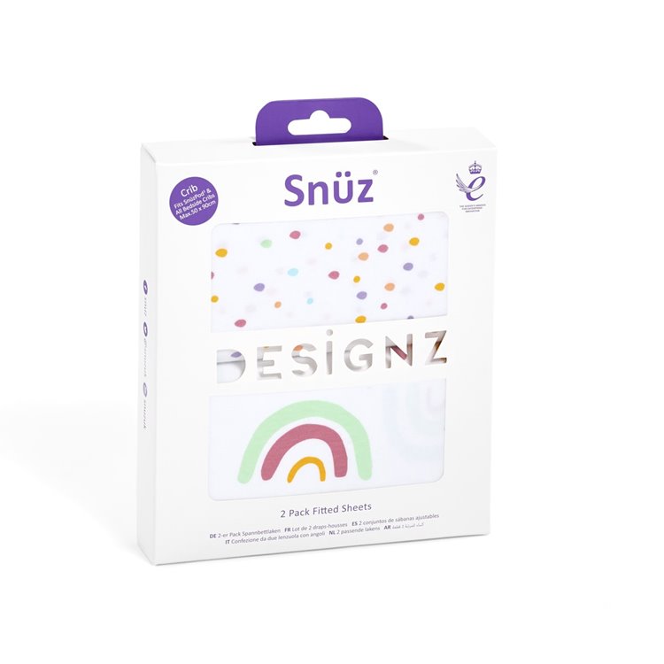 Snuz Crib 2 Pack Fitted Sheets - Colour Rainbow